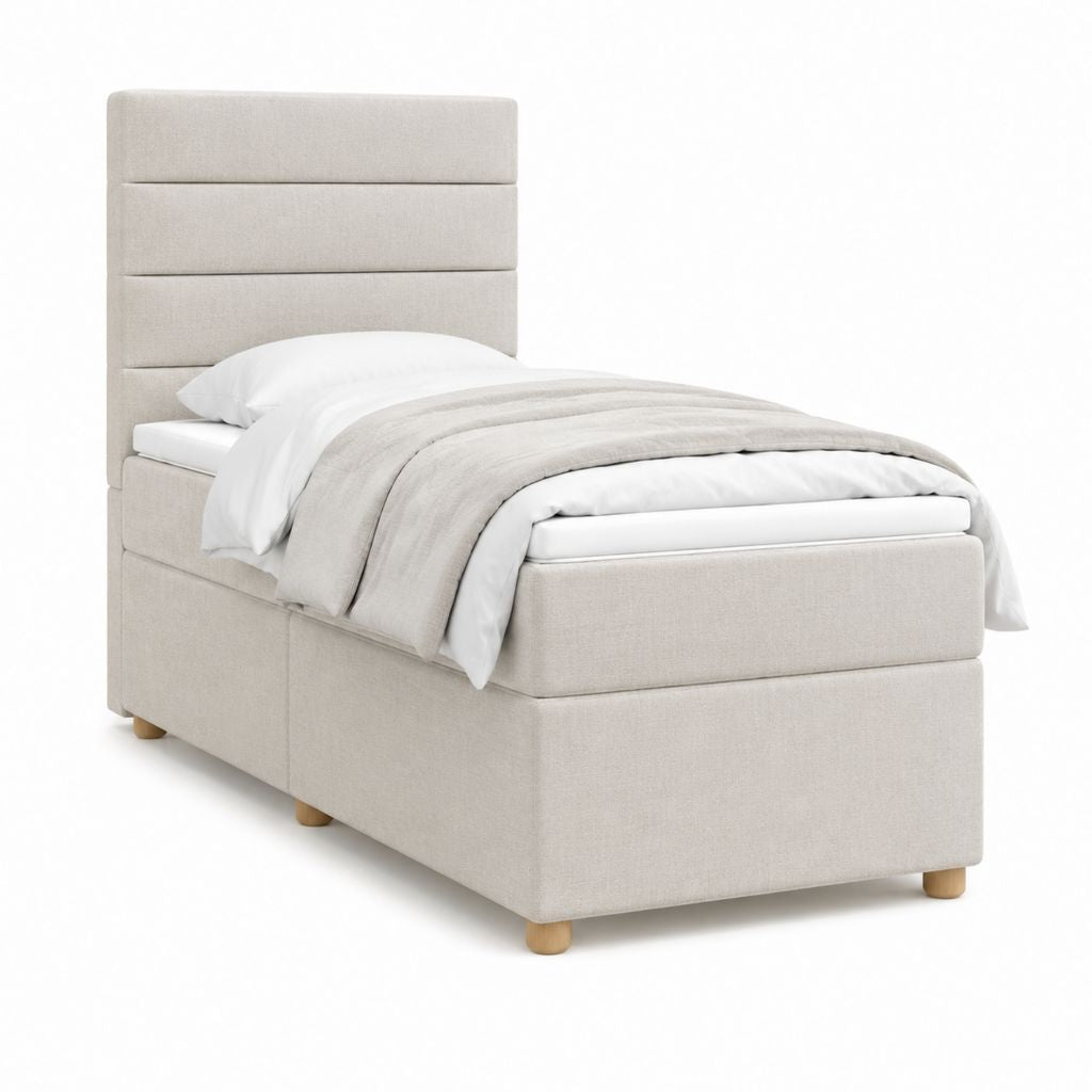 Lit simple avec cadre beige en polyester rectangulaire 90 x 190 cm