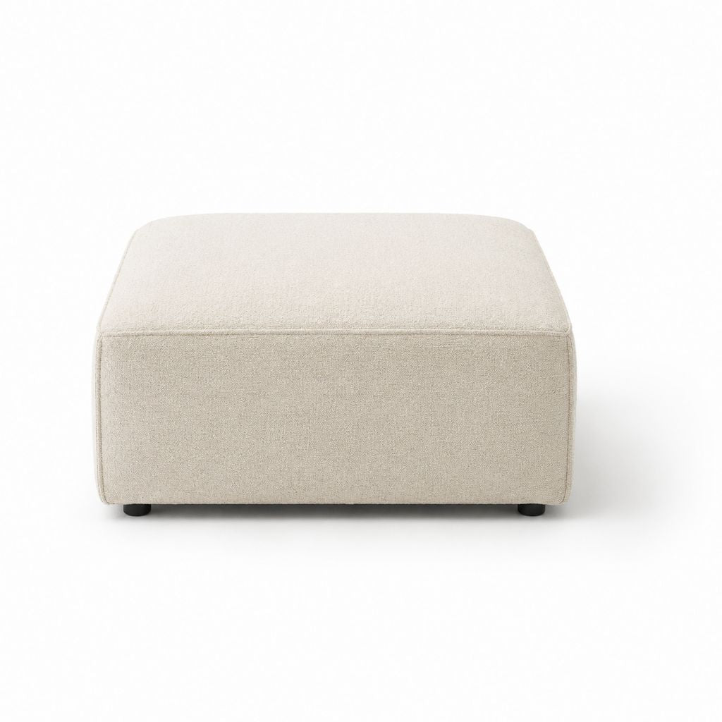 Repose-pieds carré beige en polyester 80 x 80 x 42 cm