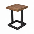 Table d’appoint carrée marron et noire en bois massif et acier 40 x 40 x 50 cm