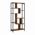Bibliothèque industrielle 180 cm marron rustique et noir en panneaux MDF et acier 80 x 30 x 180 cm