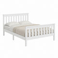 Cadre de lit double blanc en pin massif 140 x 190 cm