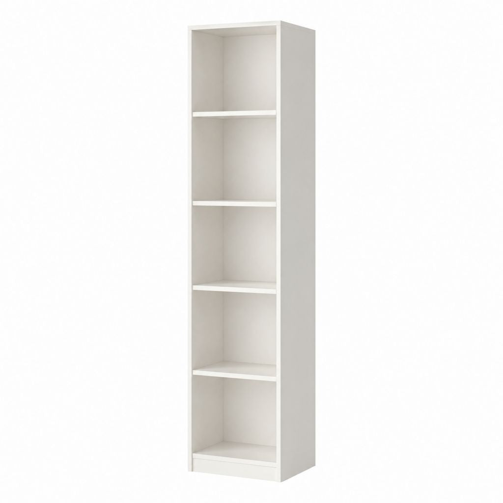 Bibliothèque étagère blanche en panneaux de particules mélaminés rectangulaire 40 x 30 x 180 cm