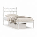Lit simple avec rangement 90 x 190 cm en acier blanc avec 2 tiroirs 199 x 97 x 120 cm