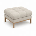 Repose-pieds carré beige en polyester et bois massif 80 x 80 x 43 cm