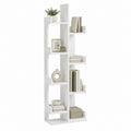 Bibliothèque étagère asymétrique blanche en panneaux de particules mélaminés 80 x 24 x 180 cm